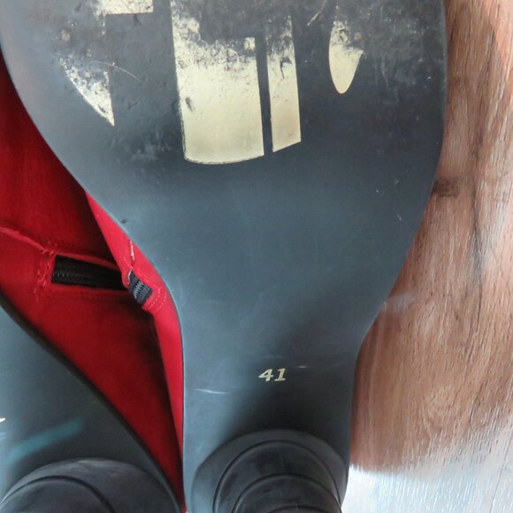 FLY LONDON Amid Suede Peep Toe Perforated Sandals in Red - Size US 10 - 10.5 - Picture 13 of 14